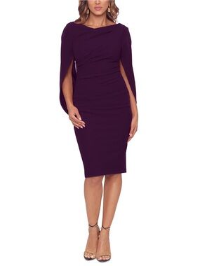 Betsy & Adam Mulberry Caped Sheath Dress